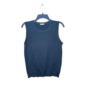 J.Crew Womens Black Sleeveless Crew Neck Fine Knit Sweater Vest Top 5350